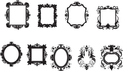 Obraz premium Vintage Frame Shadowy Silhouette Vector Art Pack