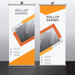 Roll up banner design template, vertical, corporate background, pull up design, vector, abstract geometric background, modern x-banner and flag-banner,rectangle size.