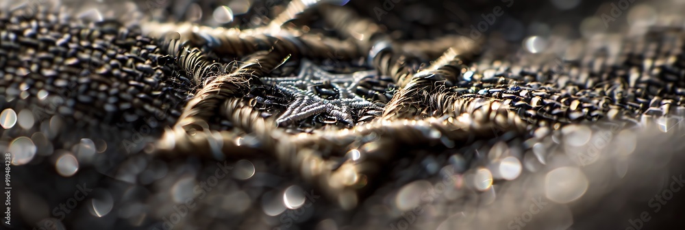 Poster closeup of a star of david embroidered on a prayer shawl symbolizing jewish heritage and tradition c