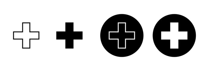Plus Icon vector isolated on white background. Add plus icon. Addition sign. Medical Plus icon