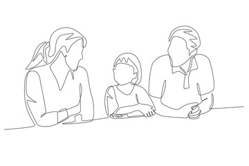 Family gatherings concept one-line drawing