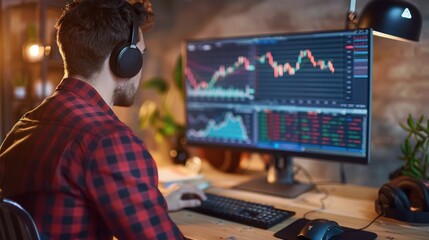 The man analyzing stock data