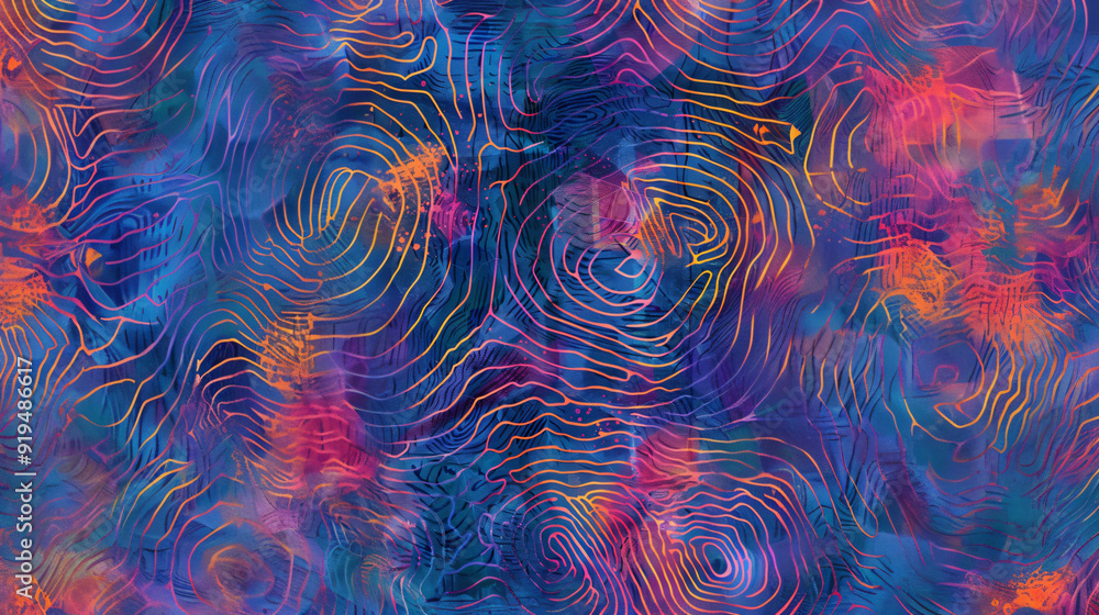 Leinwandbilder colorful topographic lines creating an artistic pattern, ideal for websites, posters, or social medi