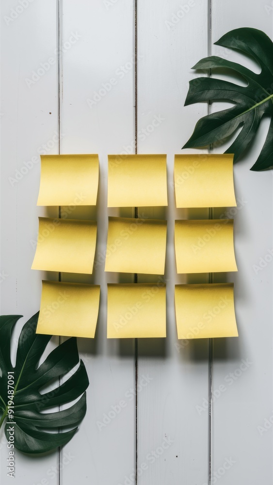 Canvas Prints a bunch of yellow sticky notes are arranged on a white wall, ai