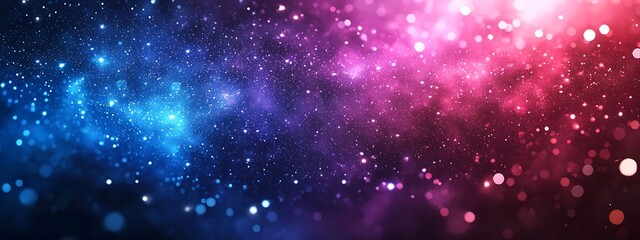 Fototapeta premium Abstract blue and pink glitter bokeh background with blurred lights.