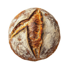 PNG Freshly baked round sourdough bread loaf