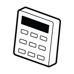 Classic Calculator Vector Art. Black and White Design for Digital Use.