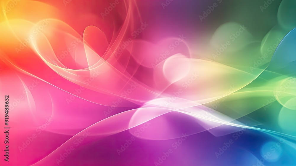 Poster Colorful abstract background with blurred shapes and smooth transitions. Plenty of copy space in the middle.