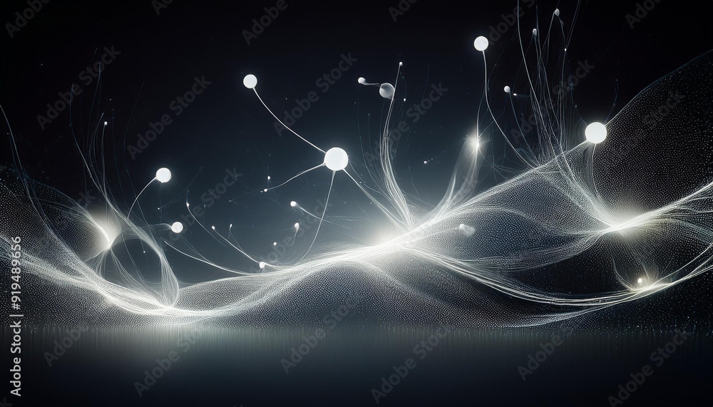 Wall mural ethereal white particles floating in dark space subtle glow suggesting movement abstract representat