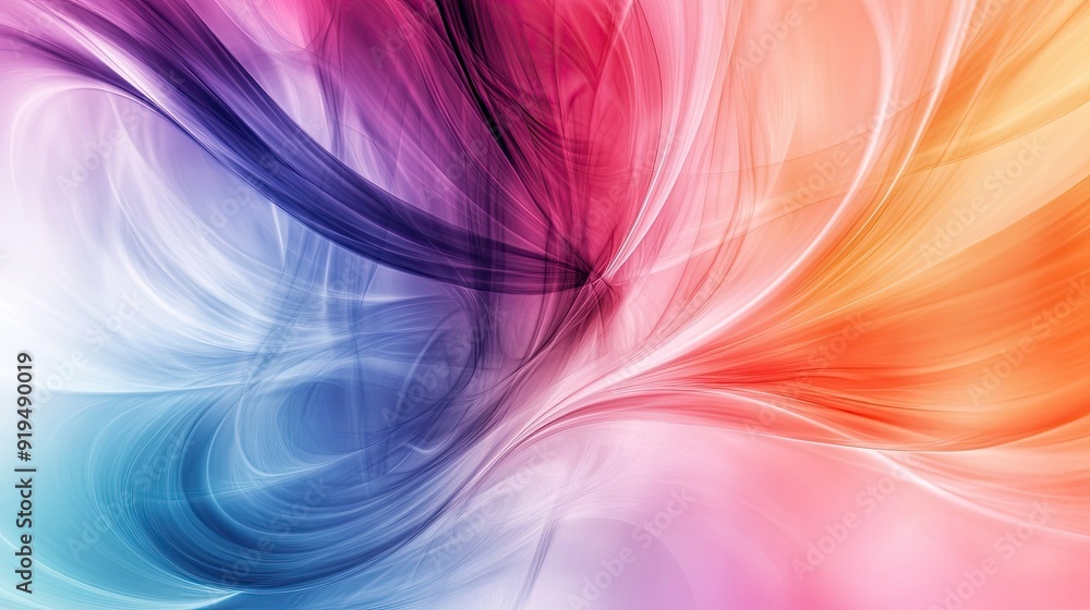 Poster dynamic abstract background with swirling colors and soft gradients. plenty of copy space on the rig
