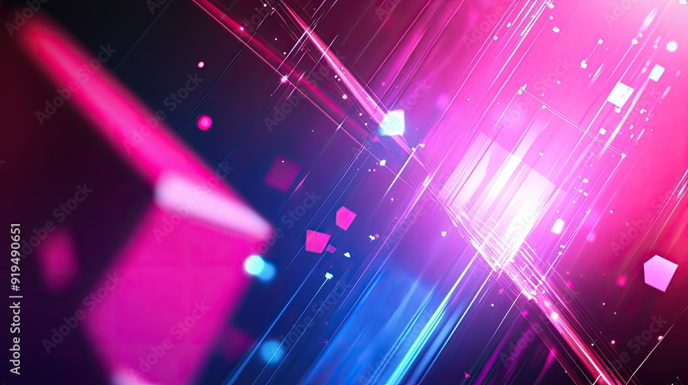 Aufkleber futuristic abstract background with geometric patterns and light effects. copy space on the right.