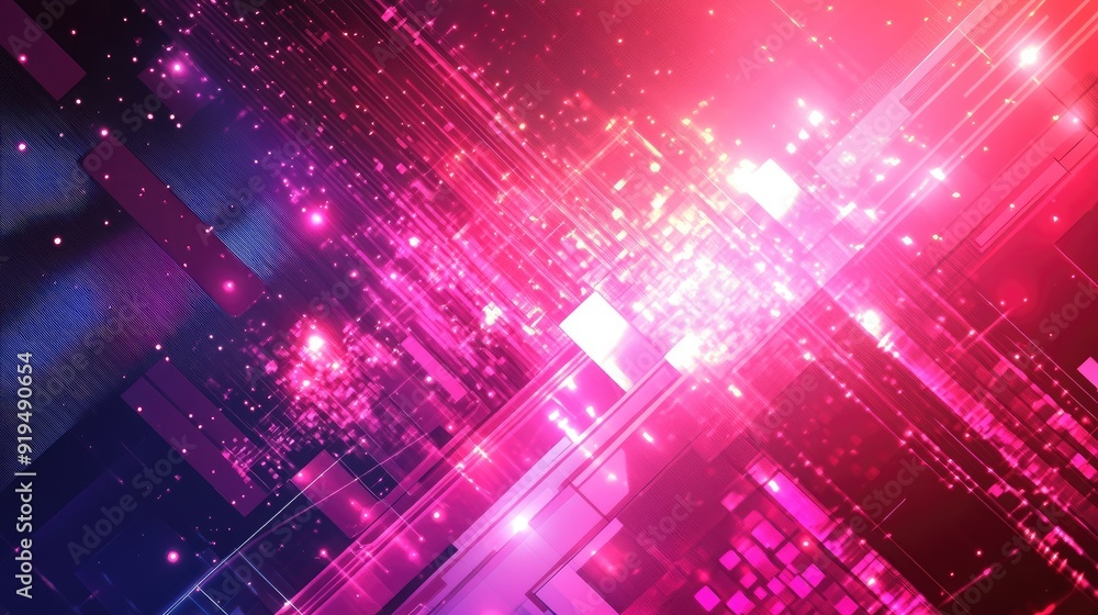 Aufkleber futuristic abstract background with geometric patterns and light effects. copy space on the right.