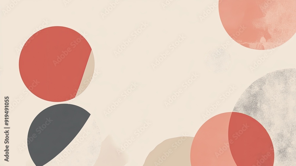 Poster minimalist abstract background with simple shapes and muted colors. ample copy space in the center.