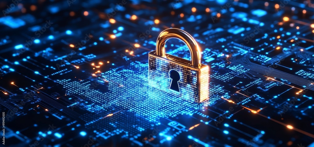Poster design background for cyber technology security and network protection