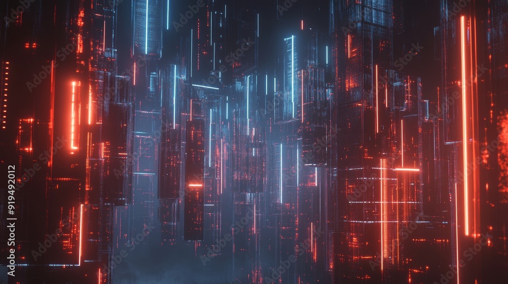 Poster an abstract background to digital data, data analysis, digital data access, cyberspace with particle