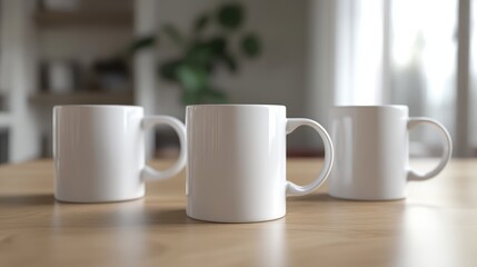 Fototapeta premium White ceramic mug installation in home interior. Ai generation