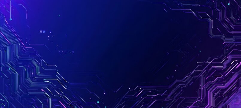 Circuit board illustration texture background design in modern technolgy. Waves flow. Quantum explosion technology. Concepts of quantum computing. Blue circuit board background in a futuristic style.