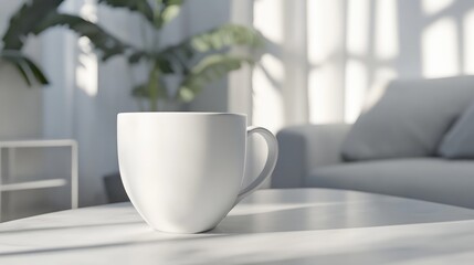 White ceramic mug installation in home interior. Ai generation