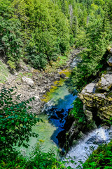 Les Brenets, le lac des Brenets, le Saut-du-Doubs, Wasserfall, Felsen, Felswände, Doubs, Fluss, Le...