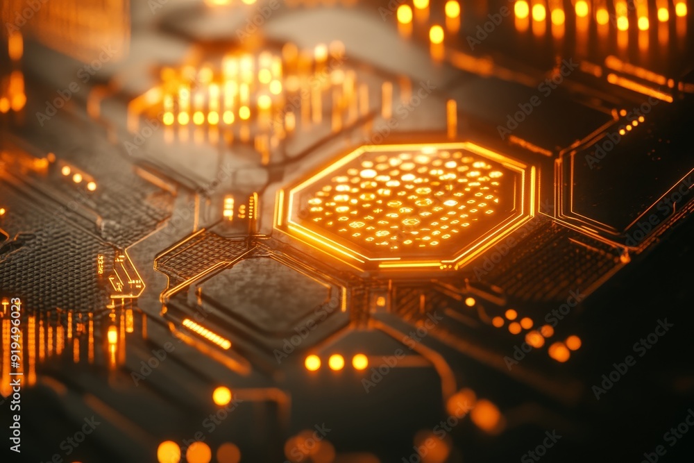 Poster colourful background with abstract hexagons of technology