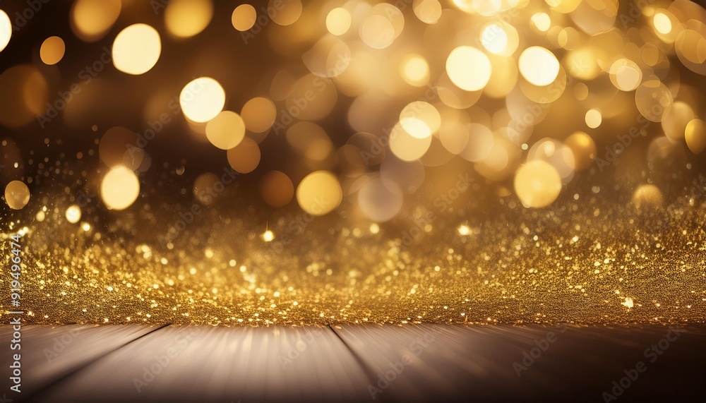 Wall mural luxurious gold bokeh background with shimmering particles creating an opulent atmosphere for awards 