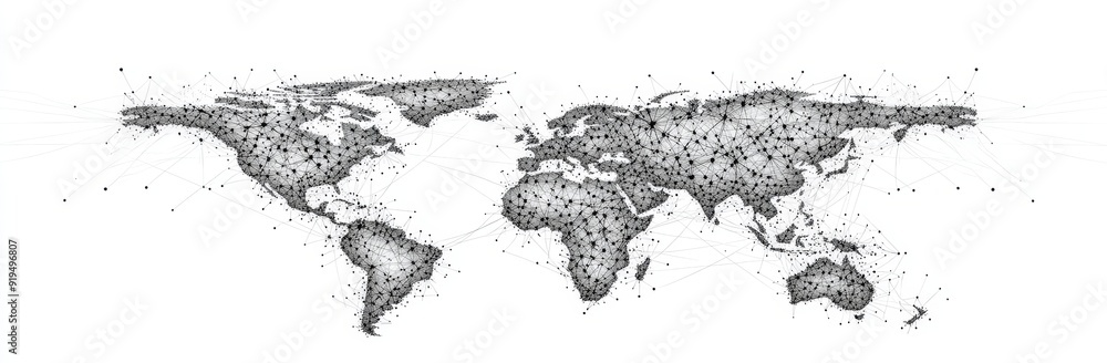 Poster concept of global network connection. social media communication in global business. visualization o