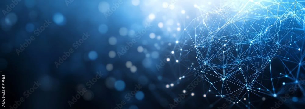 Poster a digital backdrop of points and lines. a glowing plexus. a network or connection. an abstract scien