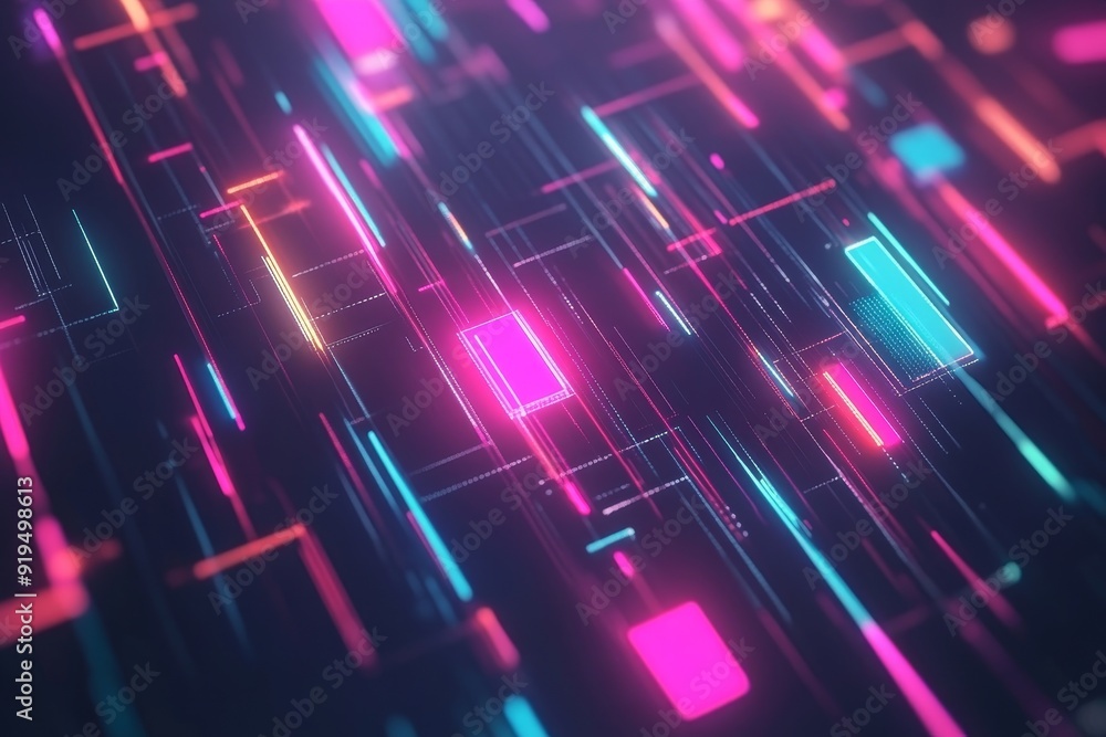Poster the futuristic abstract technology background includes data flow, business analytics, and ai in a mo