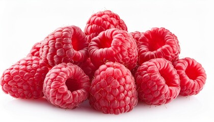 Raspberry isolated. Fresh raspberries on white background. Heap of fresh berries close up