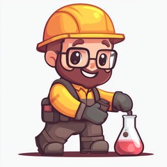 Fototapeta premium Cartoon Scientist with Beaker