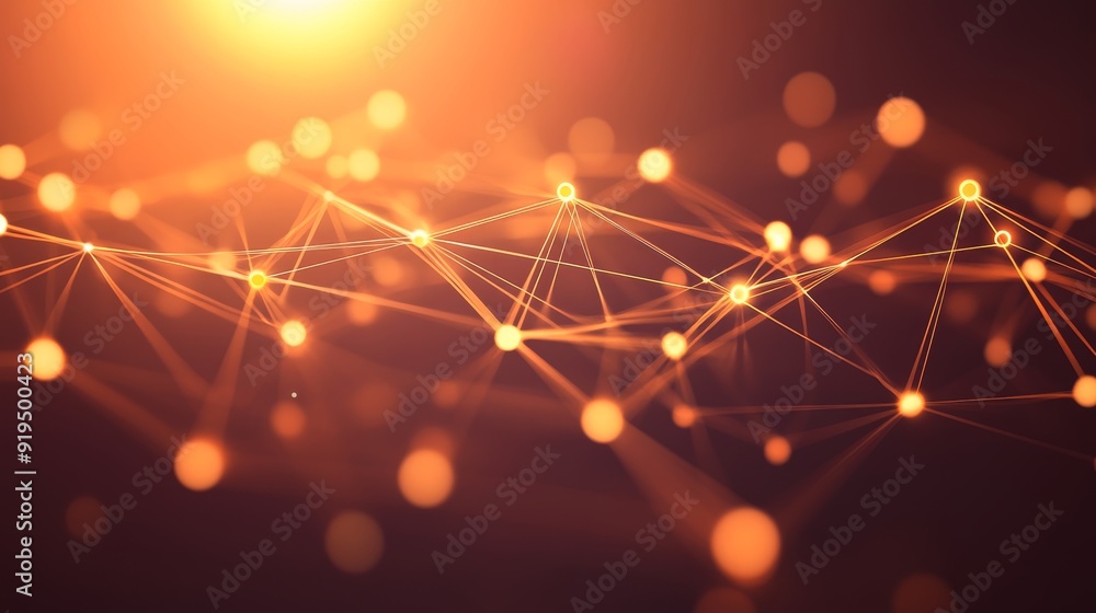 Poster grid surface. abstract science or technology background with glowing particles and lines. big data v
