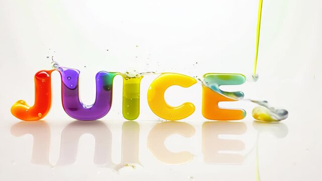 The inscription is multi-colored juice, on a light background