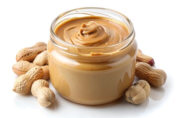 Peanut butter jar isolated on white background, peanut butter, jar, isolated, white background, food, spread, creamy