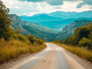 Fototapeta premium Road landscape view of mountains