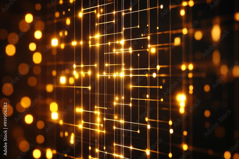 Poster graphed grid surface. abstract science or technology background. digital backdrop with glowing parti
