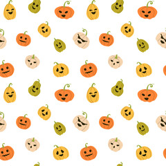 Obraz premium Childrens halloween pattern with cute Pumkins. Cute childish seamless pattern.