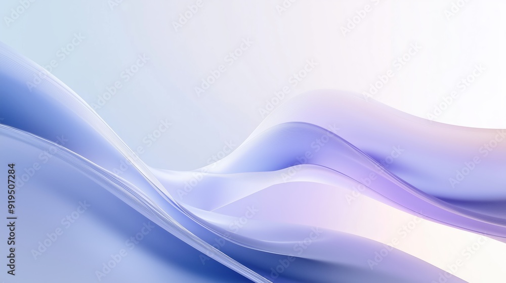 Poster soft pastel waves gently undulating in a tranquil gradient background