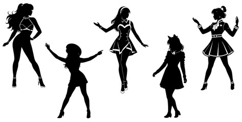 Stylish silhouettes of fashion ladies