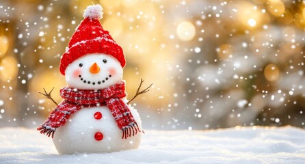 Obraz premium Blue and white snowman knitted on a white background.