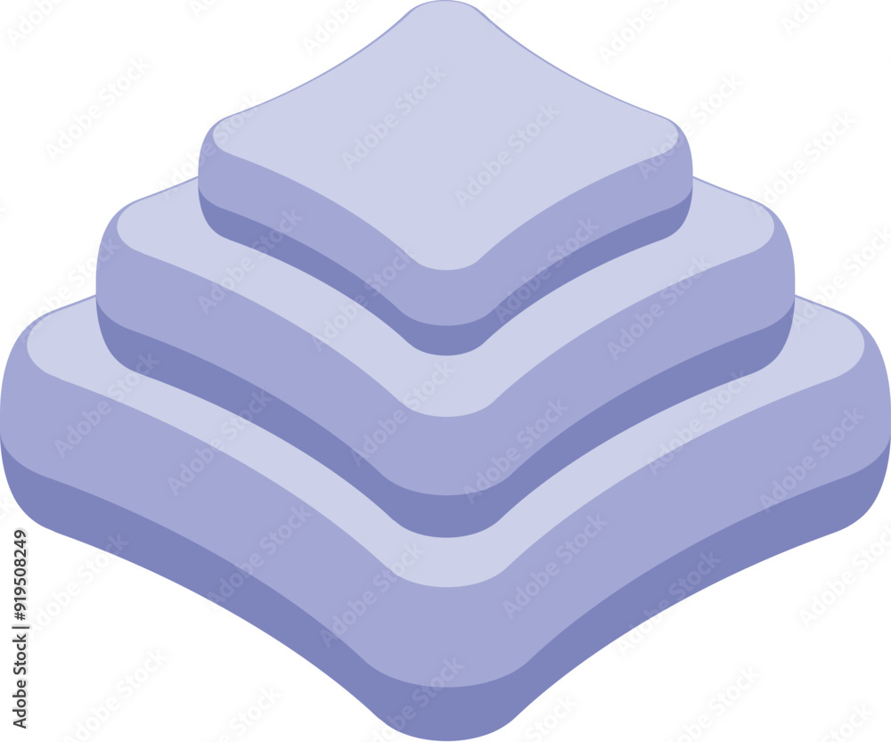 Poster three level square podium is standing in a minimalist style, creating a perspective with light purpl