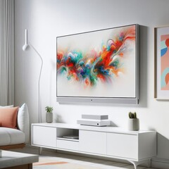 a large flat screen tv with a fish swimming under it