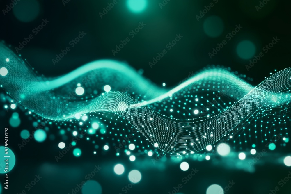 Poster dot texture 3d wave background dots green futuristic flow technology abstract datum innovation sound