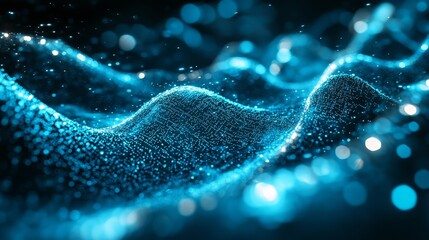 Background Image Atom molecule structure on blue background. Abstract futuristic micromolecules. Stock.