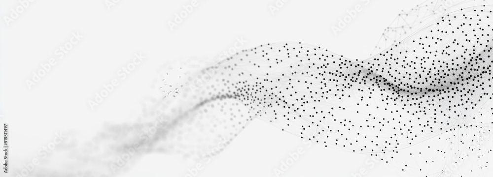 Poster technology wave. light cyberspace with motion dots and lines. big data analytics. 3d rendering.