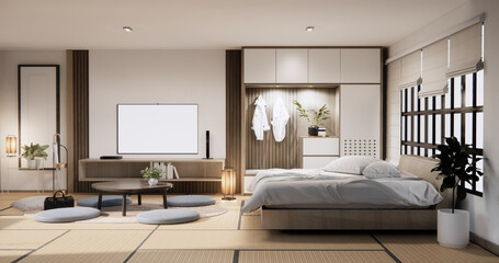 Modern Bedroom design with decoration at room modern japan style.