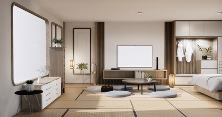 japan low table and pillow in modern living room colorful style.