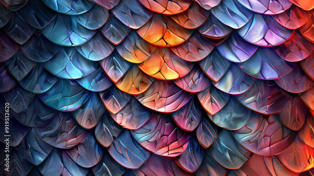 Aufkleber vibrant and creative textured pattern created by colorful dragon scales on an abstract background