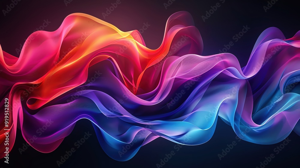Poster abstract flowing waves in vibrant colors, creating a visually stunning and dynamic background for cr