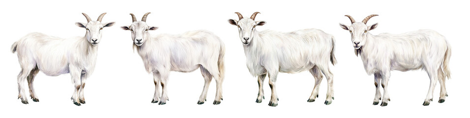 Fototapeta premium Watercolor goat set. 