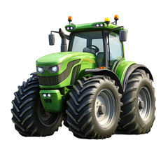 Obraz premium Playful 3D Cartoon Green Tractor with Large Tires on White Background - Creative Photography